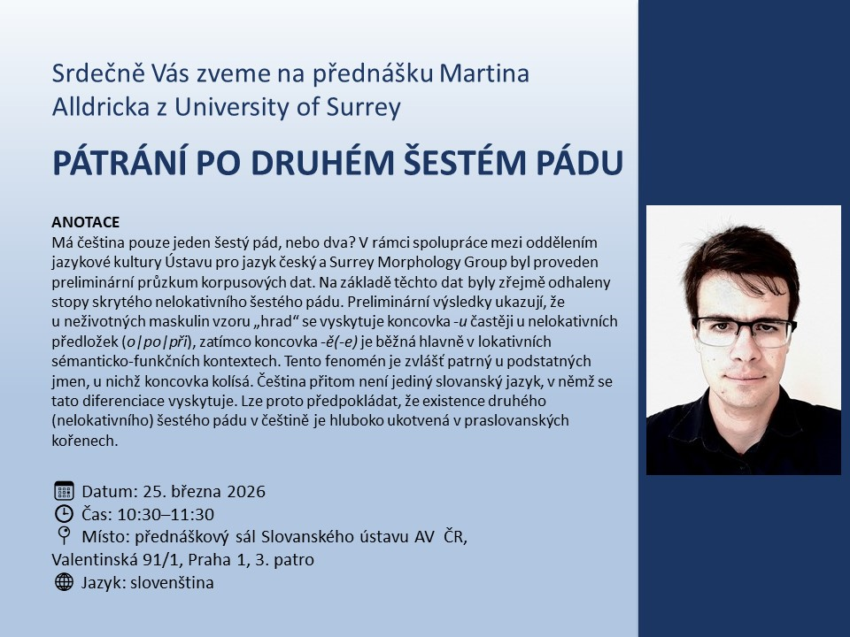 Pozvánka na přednášku Martina Alldricka